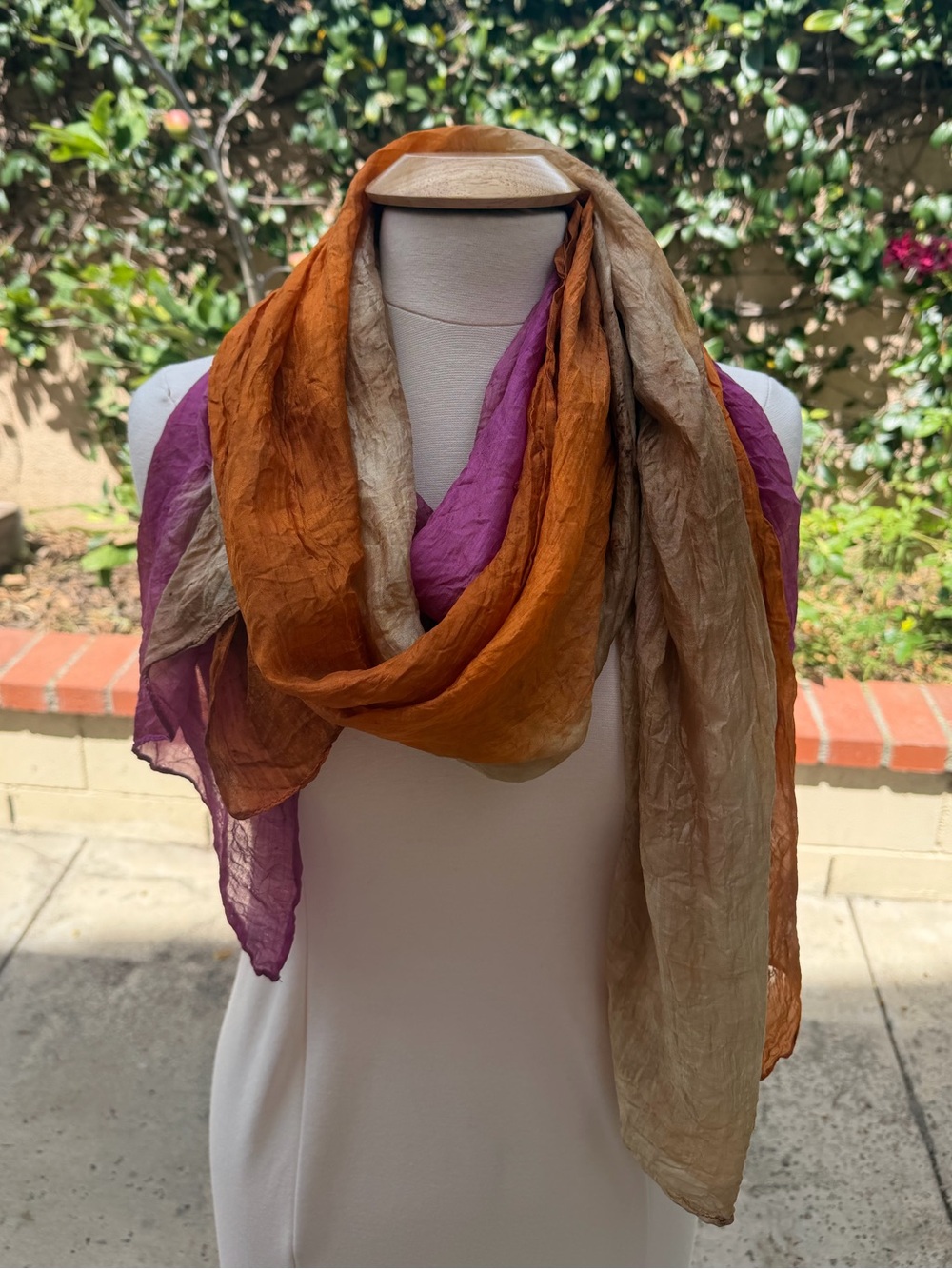 Lightweight Multicolor Women’s Scarf — Purple, Orange & Beige